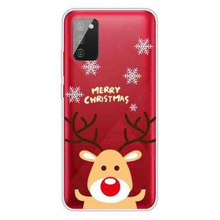 For Samsung Galaxy A02s US Edition Christmas Series Transparent TPU Protective Case(Raise Hand Deer)