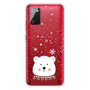 For Samsung Galaxy A02s US Edition Christmas Series Transparent TPU Protective Case(Fat Bear in Red)