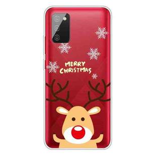 For Samsung Galaxy A02s EU Edition Christmas Series Transparent TPU Protective Case(Raise Hand Deer)