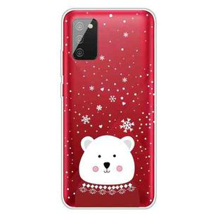 For Samsung Galaxy A02s EU Edition Christmas Series Transparent TPU Protective Case(Fat Bear in Red)