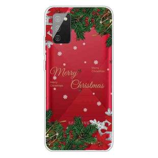 For Samsung Galaxy A02s EU Edition Christmas Series Transparent TPU Protective Case(Safflower Leaves)