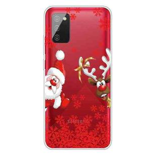 For Samsung Galaxy A02s EU Edition Christmas Series Transparent TPU Protective Case(Red Leaves Old Man)
