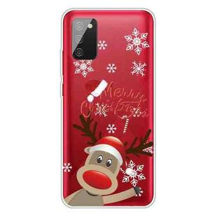 For Samsung Galaxy A02s EU Edition Christmas Series Transparent TPU Protective Case(Deer Says Hello)