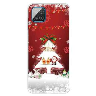 For Samsung Galaxy A12 4G Christmas Series Transparent TPU Protective Case(Mini Deer and Old Man)