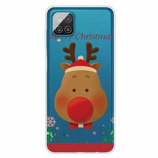 For Samsung Galaxy A12 4G Christmas Series Transparent TPU Protective Case(Big Nosed Deer)