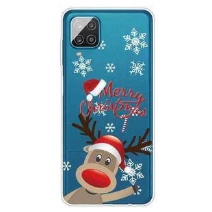 For Samsung Galaxy A12 4G Christmas Series Transparent TPU Protective Case(Deer Says Hello)