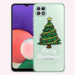 For Samsung Galaxy A22 5G Christmas Series Transparent TPU Protective Case(Small Christmas Tree)