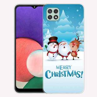 For Samsung Galaxy A22 5G Christmas Series Transparent TPU Protective Case(Singing Snowman Deer)