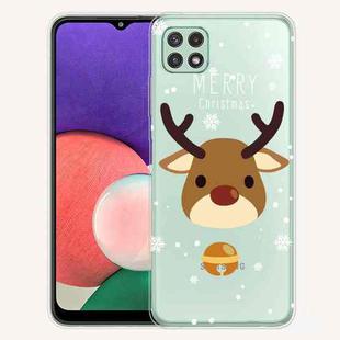 For Samsung Galaxy A22 5G Christmas Series Transparent TPU Protective Case(Bell Deer)