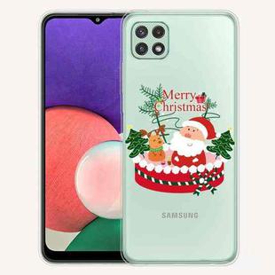 For Samsung Galaxy A22 5G Christmas Series Transparent TPU Protective Case(Gift Box Old Man)