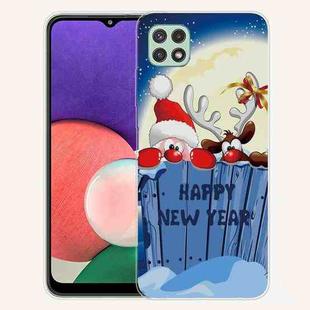 For Samsung Galaxy A22 5G Christmas Series Transparent TPU Protective Case(Wall-climbing Snowman)