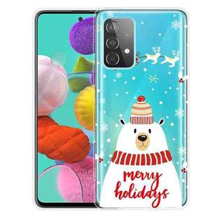 For Samsung Galaxy A32 4G Christmas Series Transparent TPU Protective Case(Hat White Bear)