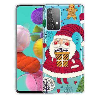 For Samsung Galaxy A32 4G Christmas Series Transparent TPU Protective Case(Striped Snowman)