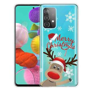 For Samsung Galaxy A32 5G Christmas Series Transparent TPU Protective Case(Deer Says Hello)