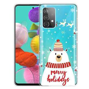 For Samsung Galaxy A52 5G / 4G Christmas Series Transparent TPU Protective Case(Hat White Bear)