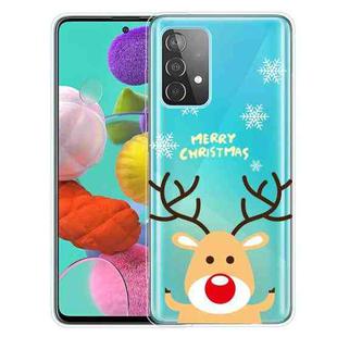 For Samsung Galaxy A52 5G / 4G Christmas Series Transparent TPU Protective Case(Raise Hand Deer)