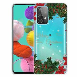 For Samsung Galaxy A52 5G / 4G Christmas Series Transparent TPU Protective Case(Safflower Leaves)