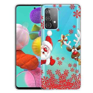 For Samsung Galaxy A52 5G / 4G Christmas Series Transparent TPU Protective Case(Red Leaves Old Man)