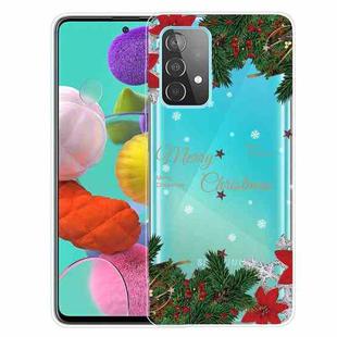 For Samsung Galaxy A72 5G / 4G Christmas Series Transparent TPU Protective Case(Safflower Leaves)
