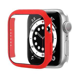 Shockproof PC Protective Case with Tempered Glass Film For Apple Watch Series 8 / 7 41mm(Red)