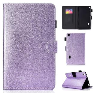 For Huawei MediaPad T3 7.0 Varnish Glitter Powder Horizontal Flip Leather Case with Holder & Card Slot(Purple)