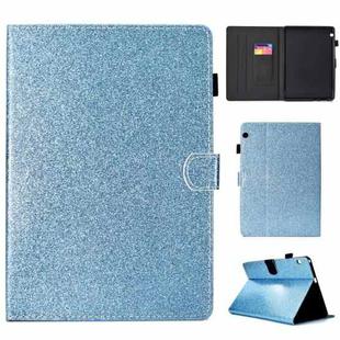 For Huawei MediaPad T3 10.0 Varnish Glitter Powder Horizontal Flip Leather Case with Holder & Card Slot(Blue)