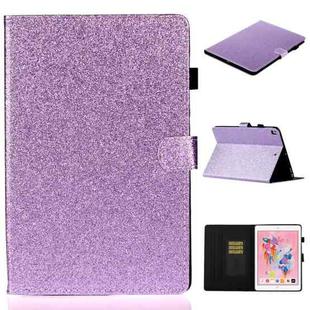 For iPad 10.2 / 10.5 Varnish Glitter Powder Horizontal Flip Leather Case with Holder & Card Slot(Purple)