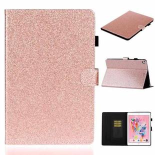 For iPad 10.2 / 10.5 Varnish Glitter Powder Horizontal Flip Leather Case with Holder & Card Slot(Rose Gold)