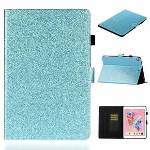 For iPad 10.2 / 10.5 Varnish Glitter Powder Horizontal Flip Leather Case with Holder & Card Slot(Blue)