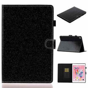 For iPad 10.2 / 10.5 Varnish Glitter Powder Horizontal Flip Leather Case with Holder & Card Slot(Black)