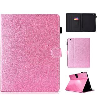 For iPad 2 / 3 / 4 Varnish Glitter Powder Horizontal Flip Leather Case with Holder & Card Slot(Pink)
