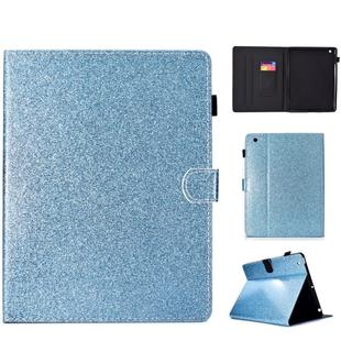 For iPad 2 / 3 / 4 Varnish Glitter Powder Horizontal Flip Leather Case with Holder & Card Slot(Blue)