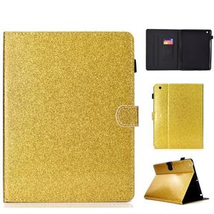 For iPad 2 / 3 / 4 Varnish Glitter Powder Horizontal Flip Leather Case with Holder & Card Slot(Gold)