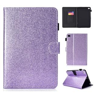 For iPad Mini 1/2/3/4/5 Varnish Glitter Powder Horizontal Flip Leather Case with Holder & Card Slot(Purple)