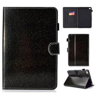 For iPad Mini 1/2/3/4/5 Varnish Glitter Powder Horizontal Flip Leather Case with Holder & Card Slot(Black)