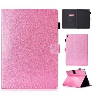 For iPad Pro 9.7 Varnish Glitter Powder Horizontal Flip Leather Case with Holder & Card Slot(Pink)