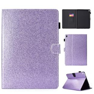 For iPad Pro 9.7 Varnish Glitter Powder Horizontal Flip Leather Case with Holder & Card Slot(Purple)