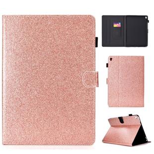 For iPad Pro 9.7 Varnish Glitter Powder Horizontal Flip Leather Case with Holder & Card Slot(Rose Gold)