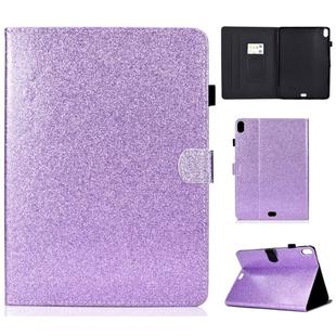 For iPad Pro 11 (2018) Varnish Glitter Powder Horizontal Flip Leather Case with Holder & Card Slot(Purple)