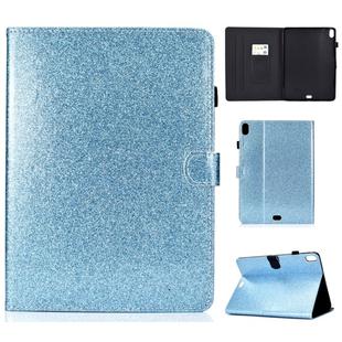 For iPad Pro 11 (2018) Varnish Glitter Powder Horizontal Flip Leather Case with Holder & Card Slot(Blue)