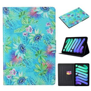 For iPad mini 6 Coloured Drawing Pattern Horizontal Flip Leather Tablet Case with Holder & Card Slot & Sleep / Wake-up Function(Flowers)