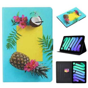 For iPad mini 2024 / mini 6 Coloured Drawing Pattern Horizontal Flip Leather Tablet Case with Holder & Card Slot & Sleep / Wake-up Function(Pineapple)