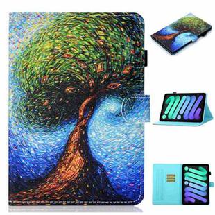 For iPad mini 6 Coloured Drawing Horizontal Flip Leather Tablet Case with Holder & Card Slot & Sleep / Wake-up Function(Abstract Tree)