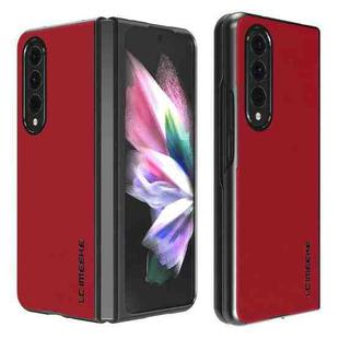 For Samsung Galaxy Z Fold3 5G LC.IMEEKE Shock-resistant Plain Leather All-inclusive Protective Case(Red)