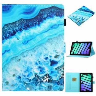 For iPad mini 6 Coloured Drawing Horizontal Flip Leather Tablet Case with Holder & Card Slot & Sleep / Wake-up Function(Blue Marble)