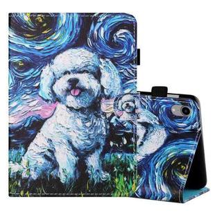 For iPad mini 6 Coloured Drawing Stitching Horizontal Flip Leather Tablet Case with Holder & Card Slot & Sleep / Wake-up Function(Oil Painting Dog)