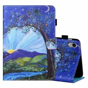 For iPad mini 6 Coloured Drawing Stitching Horizontal Flip Leather Tablet Case with Holder & Card Slot & Sleep / Wake-up Function(Sunrise and Tree)