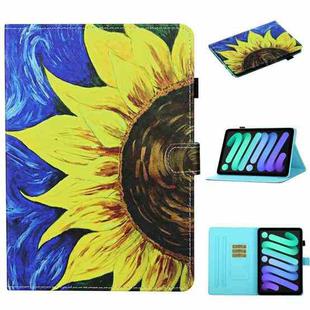 For iPad mini 6 Coloured Drawing Stitching Horizontal Flip Leather Tablet Case with Holder & Card Slot & Sleep / Wake-up Function(Sunflower)