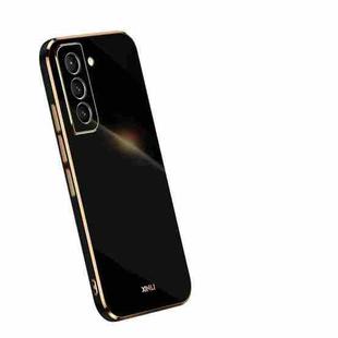 For Samsung Galaxy S21 5G XINLI Straight 6D Plating Gold Edge TPU Shockproof Case(Black)