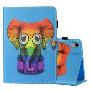 For iPad mini 6 Coloured Drawing Stitching Horizontal Flip Leather Tablet Case with Holder & Card Slot & Sleep / Wake-up Function(Colorful Elephant)